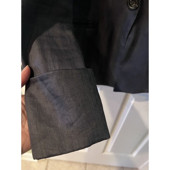 Diane Von Furstenberg Jacket womens Sz 2 Blue Bianca Linen Blazer preppy career - Picture 4 of 6